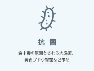 抗菌 食中毒の原因とされる大腸菌、黄色ブドウ球菌など予防